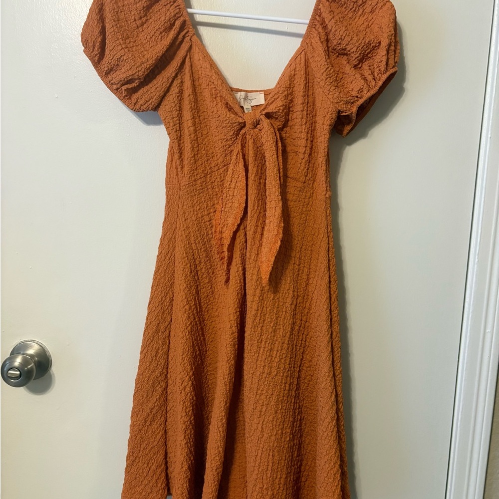 Jessica Simpson Terracotta Puff Sleeve Midi Dress